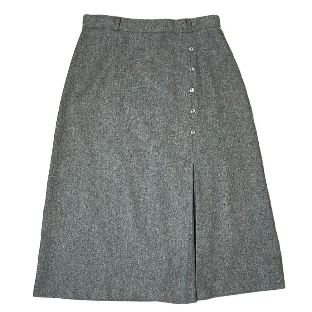 Vintage Gray Wool Blend A Line Skirt